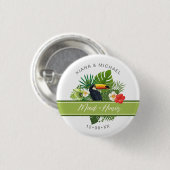 水彩熱帯メイド・オブ・オーナー（花嫁付き添い人）グリーンID577 缶バッジ (正面&裏面)