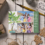 水彩熱帯メレカリキマカ2写真 シーズンカード<br><div class="desc">家族や友人の熱帯の休日の挨拶をハワイのスタイルを送る'メレカリキマカ' 2 Photo Christmasホリデーカード.デザインは水色のヤシの木飾を基台でリボンとボーブルで飾る、あなたの写真の二つハワイアンあいさつ、名前と年。</div>