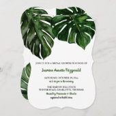 水彩熱帯モンスターグリーン | ブライダルシャワー 招待状 (正面/裏面)