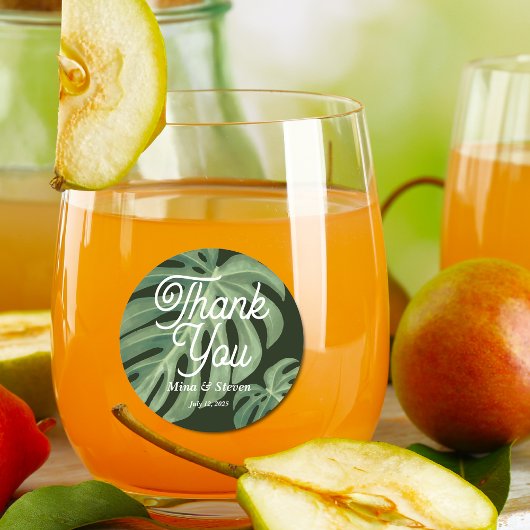 水彩熱帯モンステラ結婚の感謝していユース ラウンドシール