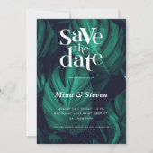 水彩熱帯モンステラ結婚ス セーブザデート (正面)