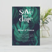 水彩熱帯モンステラ結婚ス セーブザデート (スタンド正面)