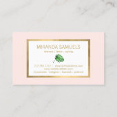 水彩熱帯モンステラ葉パターンピンク 名刺 (裏面)