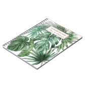 水彩熱帯モンステラ葉紋様 ノートブック (左側)