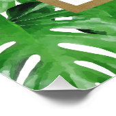 水彩熱帯モンステラ葉紋様 ポスター (コーナー)