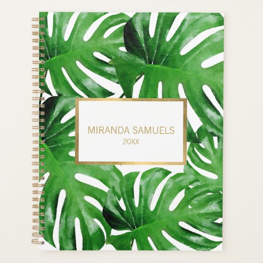 水彩熱帯モンステラ離れアポイントメント プランナー手帳 (正面)