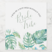 水彩熱帯リーフ花嫁プロポーザルのラベル ワインラベル (シングルラベル)