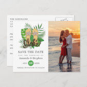 水彩熱帯ルアウ(ハワイ式宴会)アロハ結婚さんの写真 ポストカード (正面/裏面)