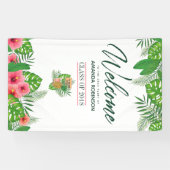 水彩熱帯ルアウ（ハワイ式宴会）卒業へようこそ 横断幕 (横)