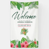 水彩熱帯ルアウ（ハワイ式宴会）卒業へようこそ 横断幕 (縦)