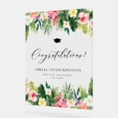 水彩熱帯卒業おめでとう アクリルサイン (傾斜)