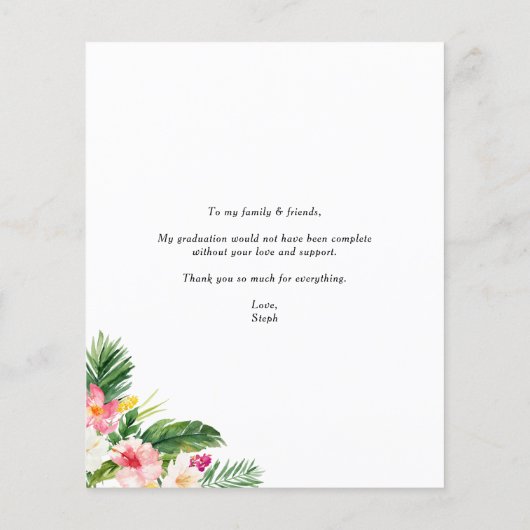 水彩熱帯卒業サンキューカード (裏面)