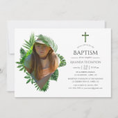 水彩熱帯夏バプテスマまたは《キリスト教》洗礼式や命名式 招待状 (正面)