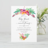 水彩熱帯夏ビーチベビーシャワー 招待状 (スタンド正面)