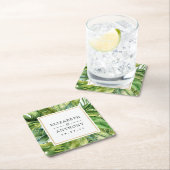 水彩熱帯夏ビーチ結婚式 スクエアペーパーコースター (インサイチュ)