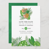 水彩熱帯夏ビーチ結婚式 セーブザデート (正面/裏面)