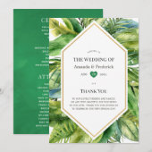 水彩熱帯夏ビーチ結婚式 プログラム (正面/裏面)