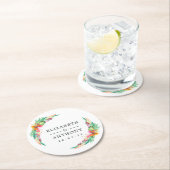 水彩熱帯夏ビーチ結婚式 ラウンドペーパーコースター (インサイチュ)