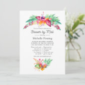 水彩熱帯夏ブライダルシャワーバイメール 招待状 (スタンド正面)