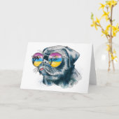 水彩熱帯子犬 カード (黄色い花)