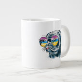 水彩熱帯子犬 ジャンボコーヒーマグカップ (正面右)