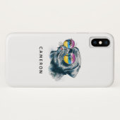 水彩熱帯子犬 |名前の追加 Case-Mate iPhoneケース (裏面(横))