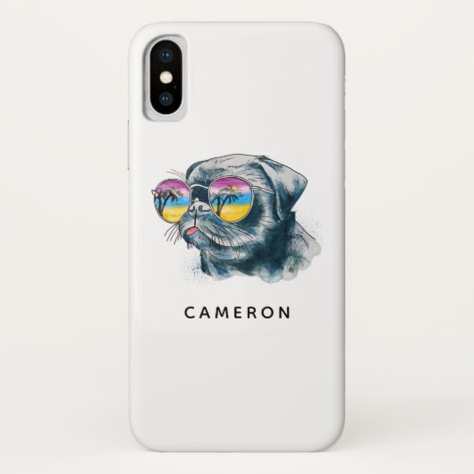 水彩熱帯子犬 |名前の追加 Case-Mate iPhoneケース (裏面)