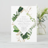 水彩熱帯幾何学ビーチ結婚式 招待状 (スタンド正面)