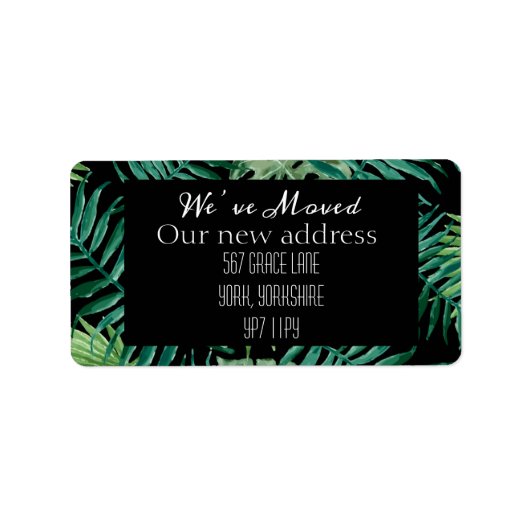 水彩熱帯引っ越しました新しい住所 ラベル (正面)