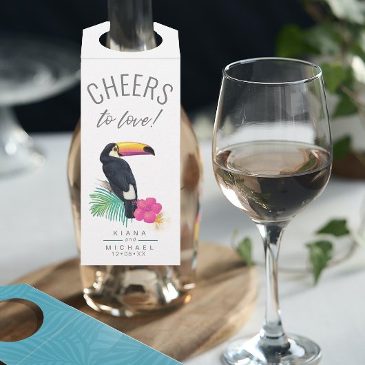 水彩熱帯応援を愛するティール(緑がかった色)ID577 ボトルネックタグ