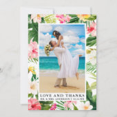 水彩熱帯性フローララブアンド感謝していル サンキューカード (正面)