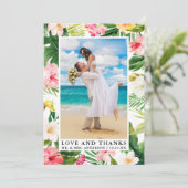 水彩熱帯性フローララブアンド感謝していル サンキューカード (スタンド正面)