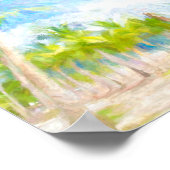 水彩熱帯性ヤシの木 ポスター (角)