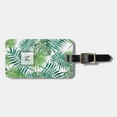 水彩熱帯性ヤシ葉の木モノグラムの ラゲッジタグ (正面横)