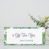 水彩熱帯性ヤシ葉の贈答証 (スタンド正面)