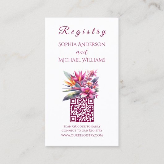 水彩熱帯性至福 – レジストリ – ハネムーン 名刺 (正面)