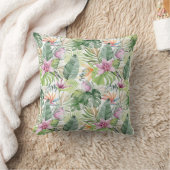 水彩熱帯性花葉と花 クッション (ブランケット)