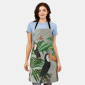 水彩熱帯林・とうかん鳥 エプロン (着用した状態)