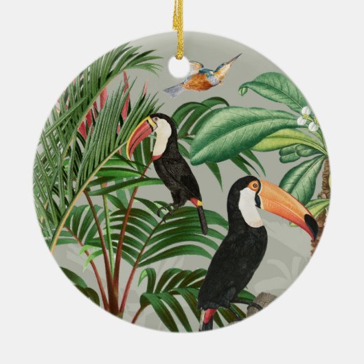 水彩熱帯林・とうかん鳥 セラミックオーナメント (裏面)