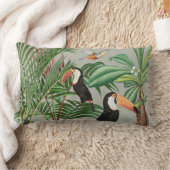 水彩熱帯林・とうかん鳥 ランバークッション (ブランケット)