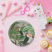 水彩熱帯林&バカラフルリズ ペーパープレート (パーティー)