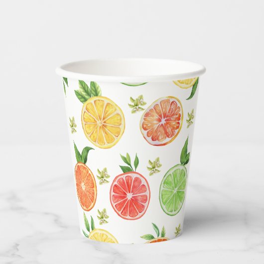 水彩熱帯柑橘類 紙コップ (正面)