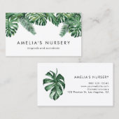 水彩熱帯植物の緑子供部屋 名刺 (正面/裏面)