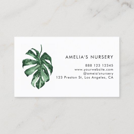 水彩熱帯植物の緑子供部屋 名刺 (裏面)