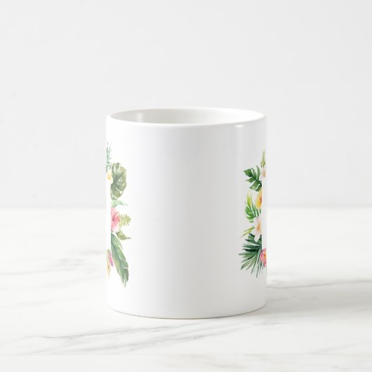 水彩熱帯植物フレームモノグラム コーヒーマグカップ (中央)