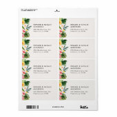 水彩熱帯植物フローラカラフル ラベル (フルシート)