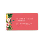 水彩熱帯植物性フローラカラフルピンク ラベル (正面)