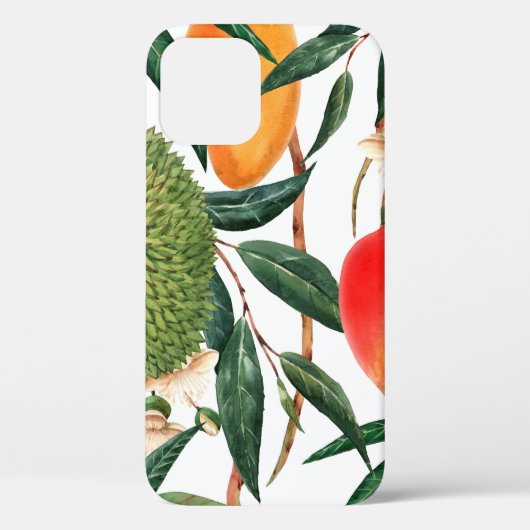 水彩熱帯模様、デュリアンフルーツ、マンゴー Case-Mate iPhoneケース (裏面)