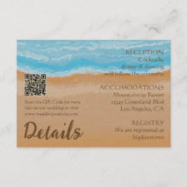 水彩熱帯海ビーチQRコード結婚ズ エンクロージャーカード