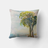 水彩熱帯海ヤシの木葉々 クッション (裏面)